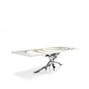 Albero Polished Stainless Steel Base White Fiore Small Dining Table