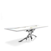 Albero Polished Stainless Steel Base White Mountain Large Dining Table