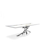 Albero Polished Stainless Steel Base White Mountain Small Dining Table