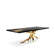 Albero Titanium Gold Polished Stainless Steel Base Black Art Large Dining Table