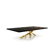 Albero Titanium Gold Polished Stainless Steel Base Black Fiore Small Coffee Table