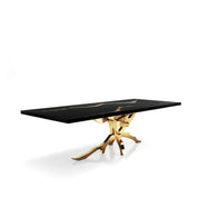 Albero Titanium Gold Polished Stainless Steel Base Black Mountain Large Dining Table