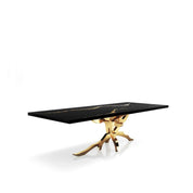Albero Titanium Gold Polished Stainless Steel Base Black Mountain Small Dining Table