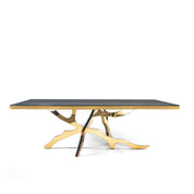 Albero Titanium Gold Polished Stainless Steel Base Dining Table RG