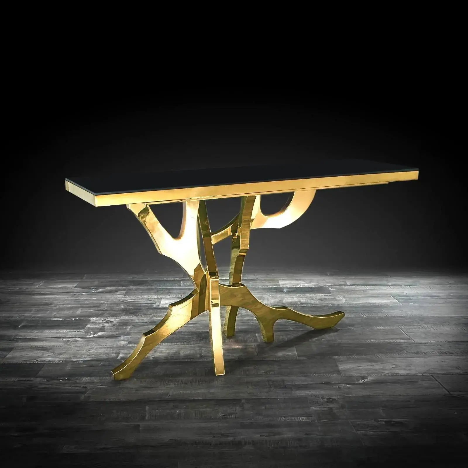 Albero Titanium Gold Polished Stainless Steel Base Roberto Grassie Console Table