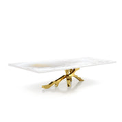 Albero Titanium Gold Polished Stainless Steel Base White Art Large Coffee Table