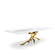 Albero Titanium Gold Polished Stainless Steel Base White Art Large Dining Table