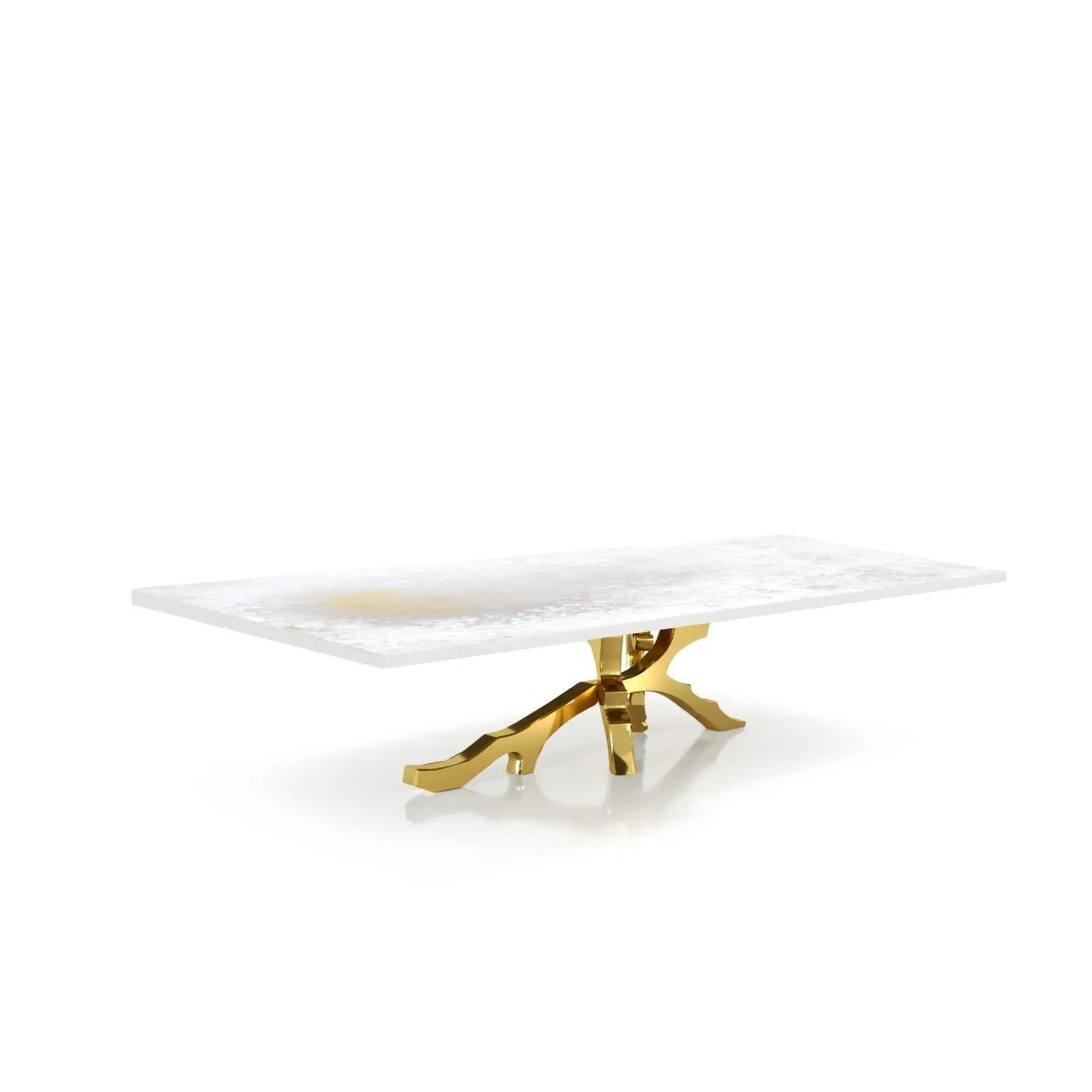 Albero Titanium Gold Polished Stainless Steel Base White Art Small Coffee Table