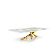 Albero Titanium Gold Polished Stainless Steel Base White Fiore Small Coffee Table