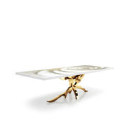 Albero Titanium Gold Polished Stainless Steel Base White Fiore Small Dining Table