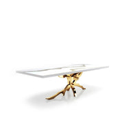 Albero Titanium Gold Polished Stainless Steel Base White Mountain Small Dining Table