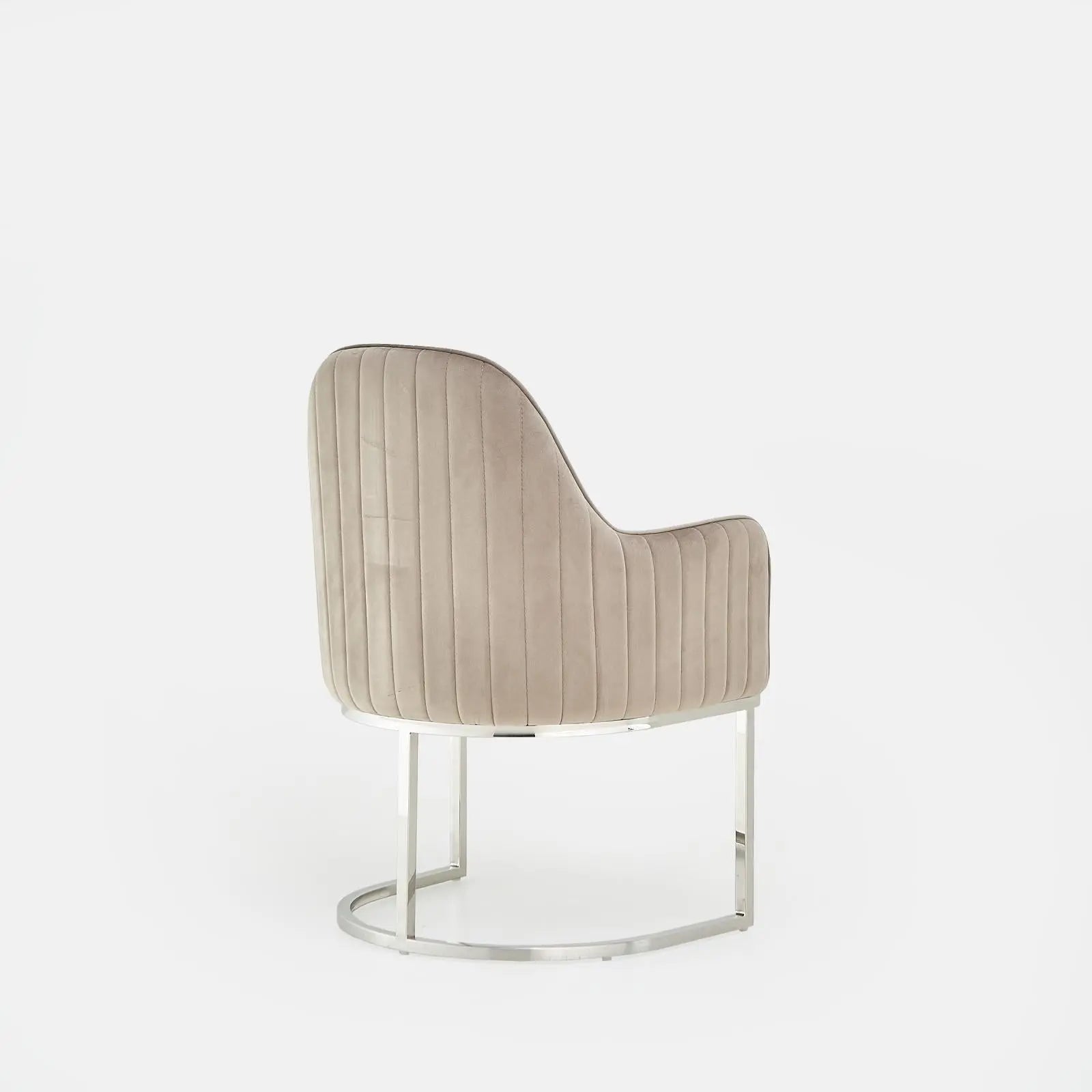 Andria Polished Stainless Steel Base Taupe Luxury Dining Chair RG