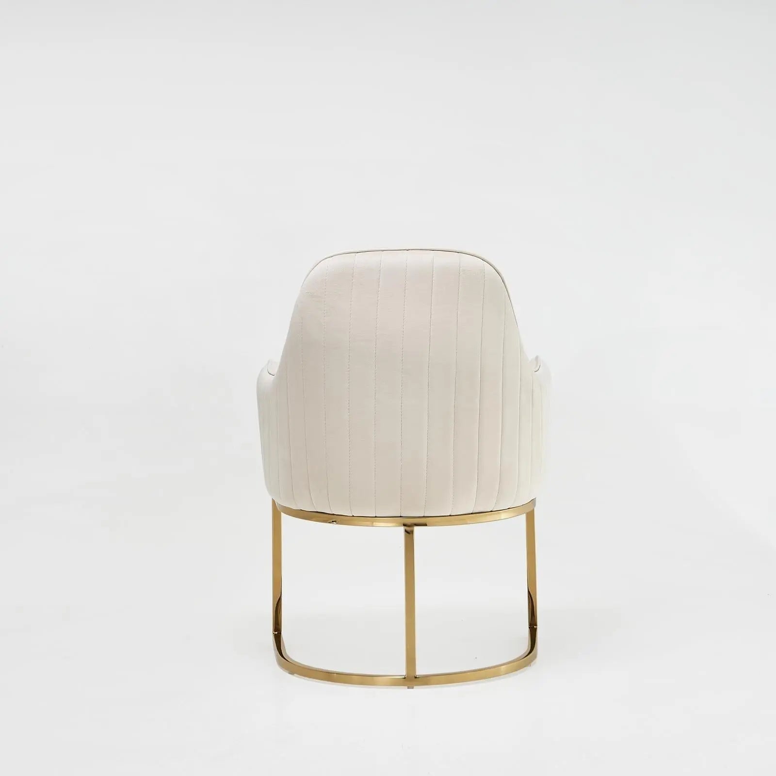 Andria Titanium Gold Polished Stainless Steel Base Beige Modern Dining Chair RG