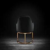 Andria Titanium Gold Polished Stainless Steel Base Black Modern Dining Chair RG