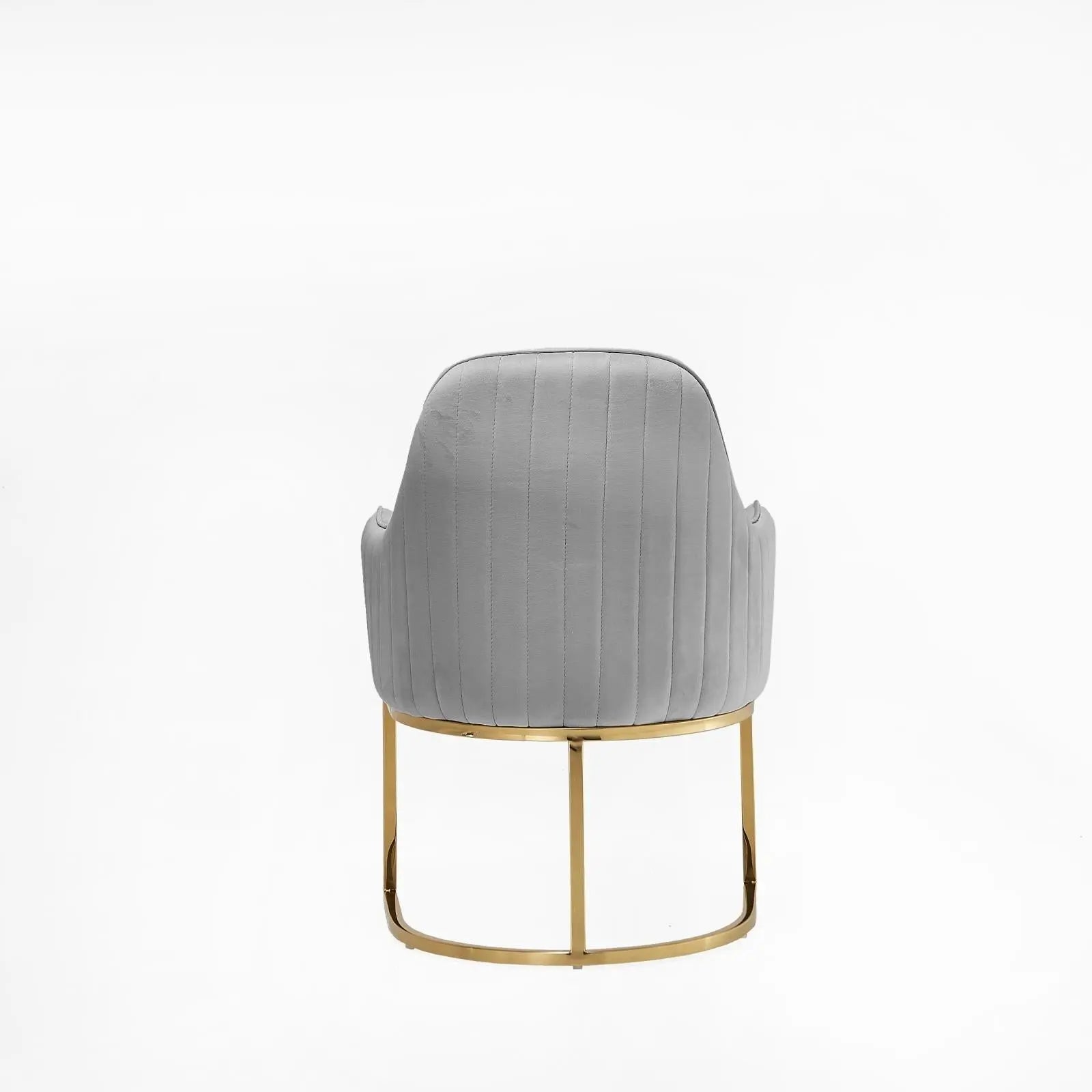 Andria Titanium Gold Polished Stainless Steel Base Gray Modern Dining Chair RG