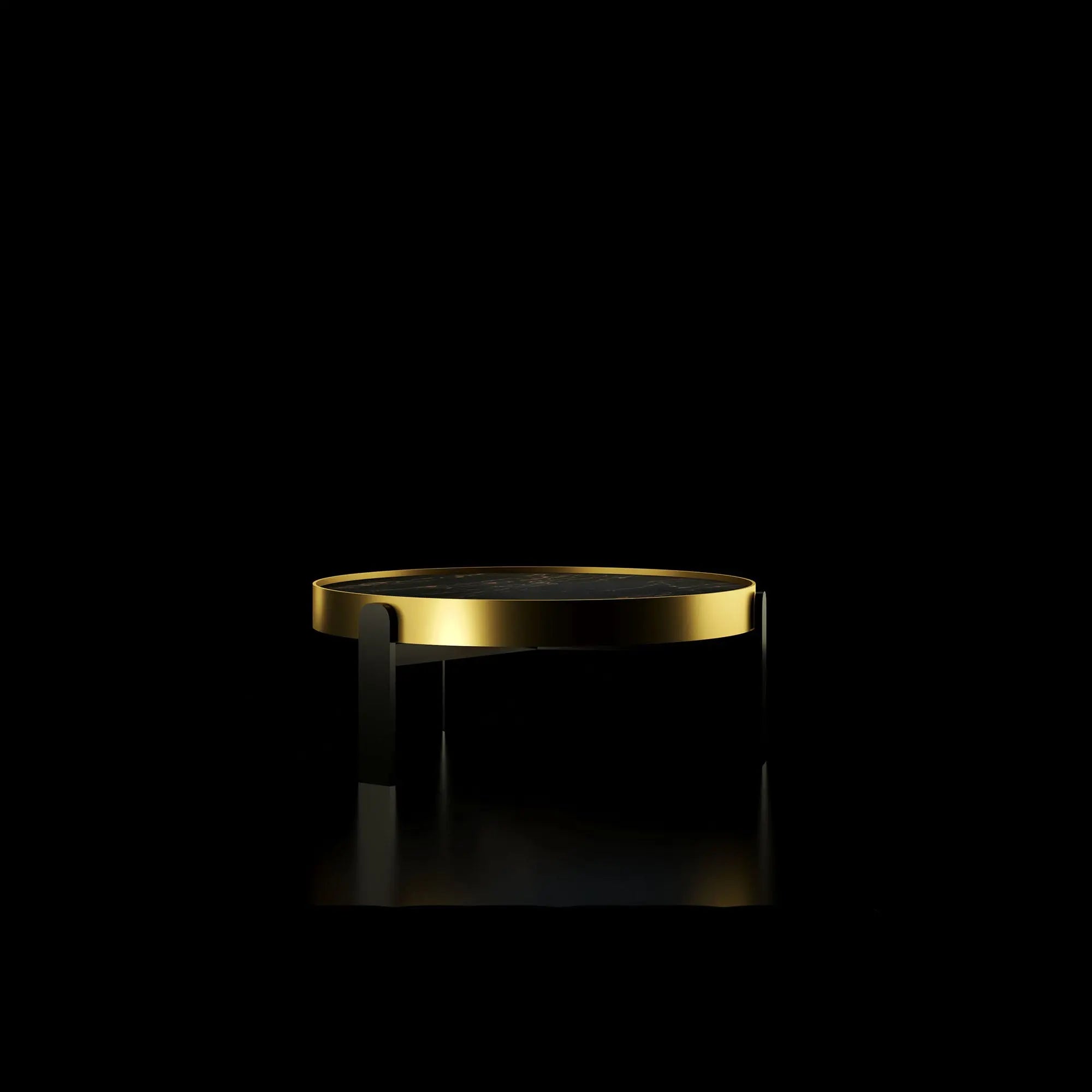 Armani Brushed Champaign Black Round Coffee Table Roberto Grassie Furniture