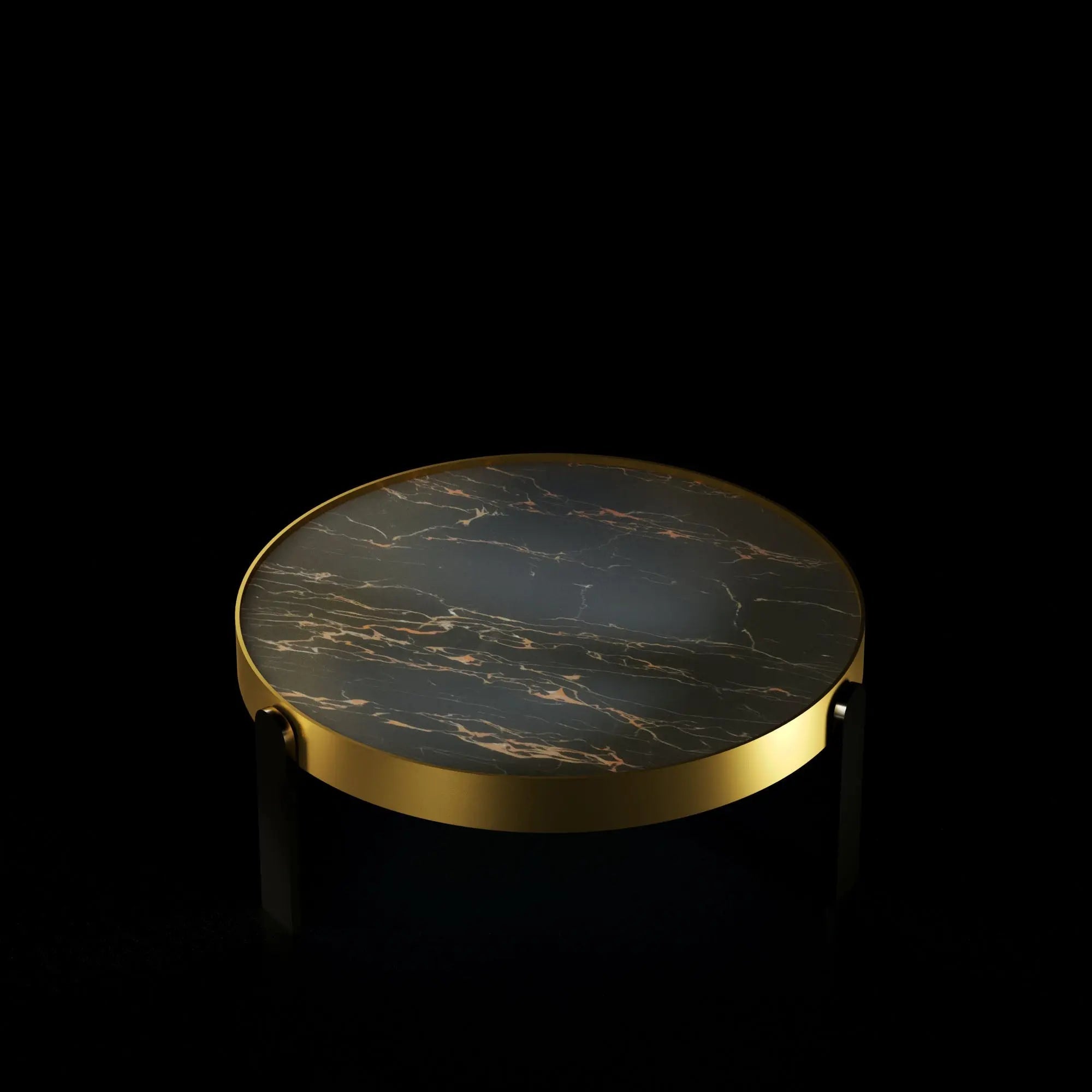 Armani Brushed Champaign Black Round Coffee Table