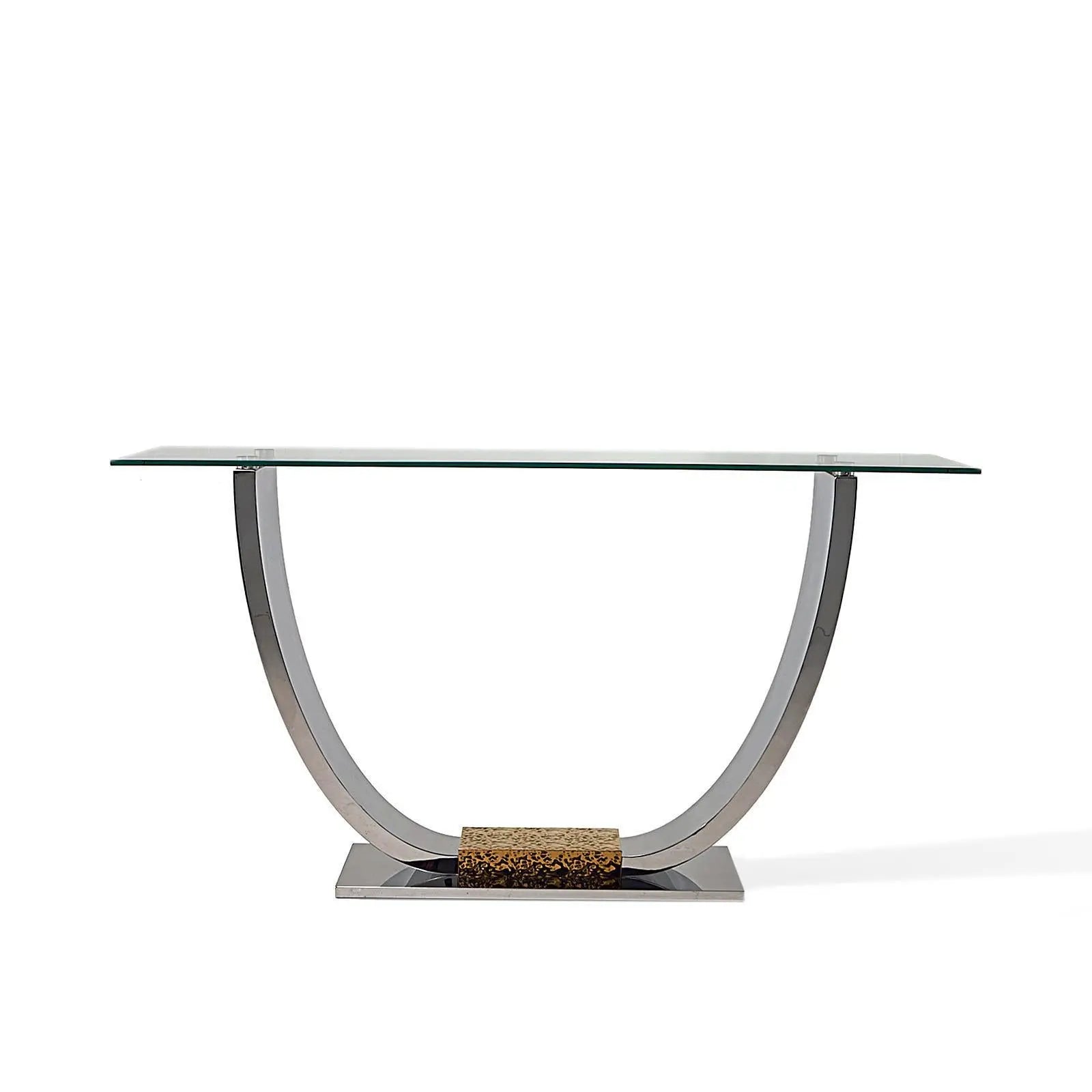 Bella Titanium Gold Polished Stainless Steel Base Console Table