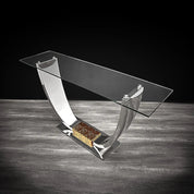 Bella Titanium Gold Polished Stainless Steel Base Roberto Grassie Console Table