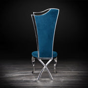 Belladonna Silver Dark Blue Velvet Luxury Dining Chair RG