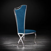 Belladonna Silver Dark Blue Velvet Roberto Grassie Dining Chair RG