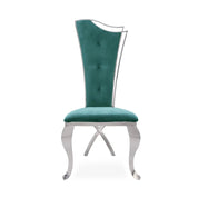 Belladonna Silver Dark Green Velvet Dining Chair RG