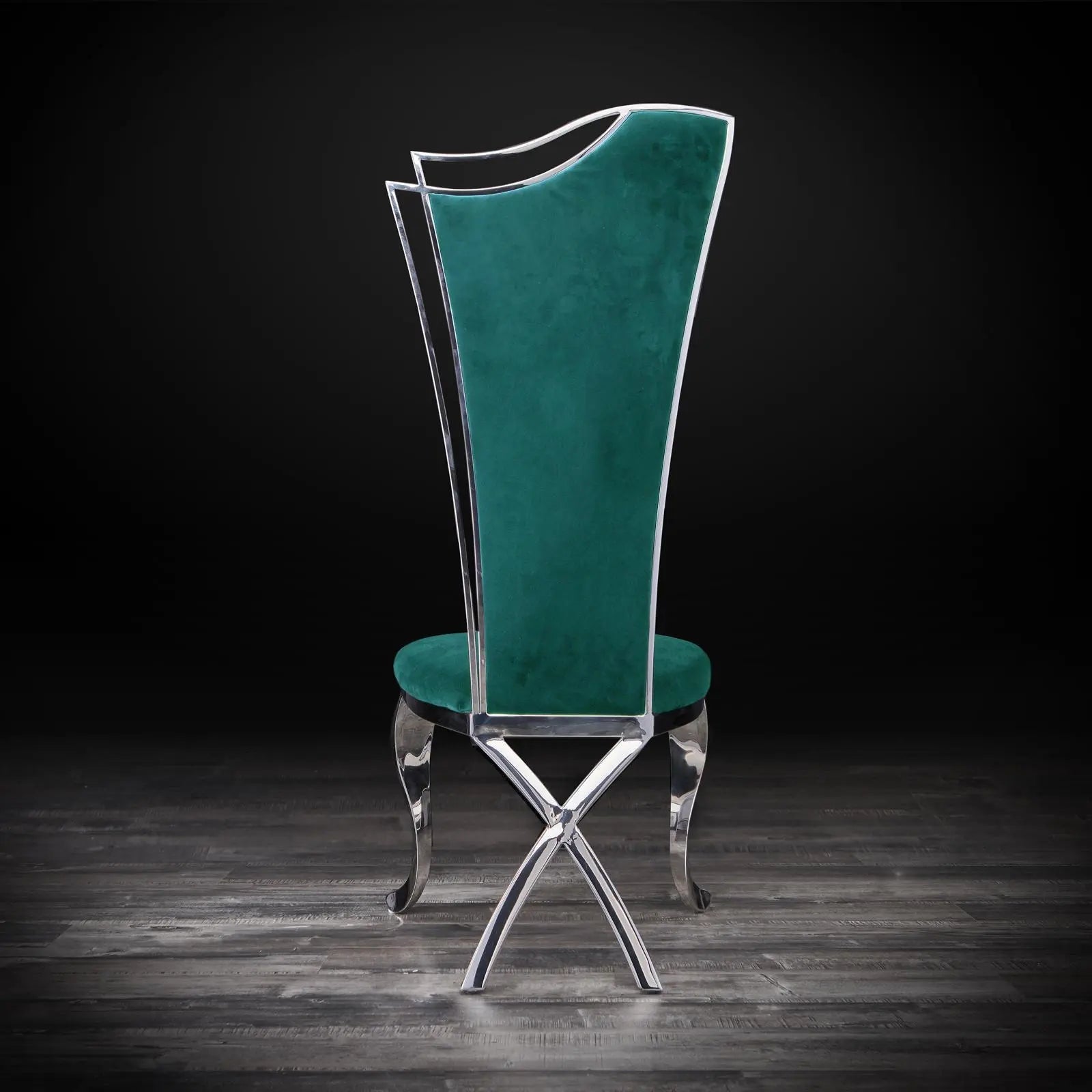 Belladonna Silver Dark Green Velvet Luxury Dining Chair RG
