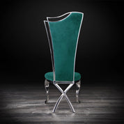 Belladonna Silver Dark Green Velvet Luxury Dining Chair RG