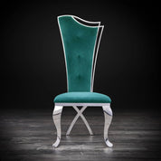 Belladonna Silver Dark Green Velvet Modern Dining Chair RG
