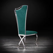 Belladonna Silver Dark Green Velvet Roberto Grassie Dining Chair RG