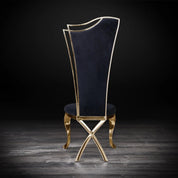 Belladonna Titanium Gold Polished Stainless Steel Base Black Velvet Luxury Dining Chair RG