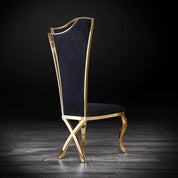 Belladonna Titanium Gold Polished Stainless Steel Base Black Velvet Roberto Grassie Dining Chair RG