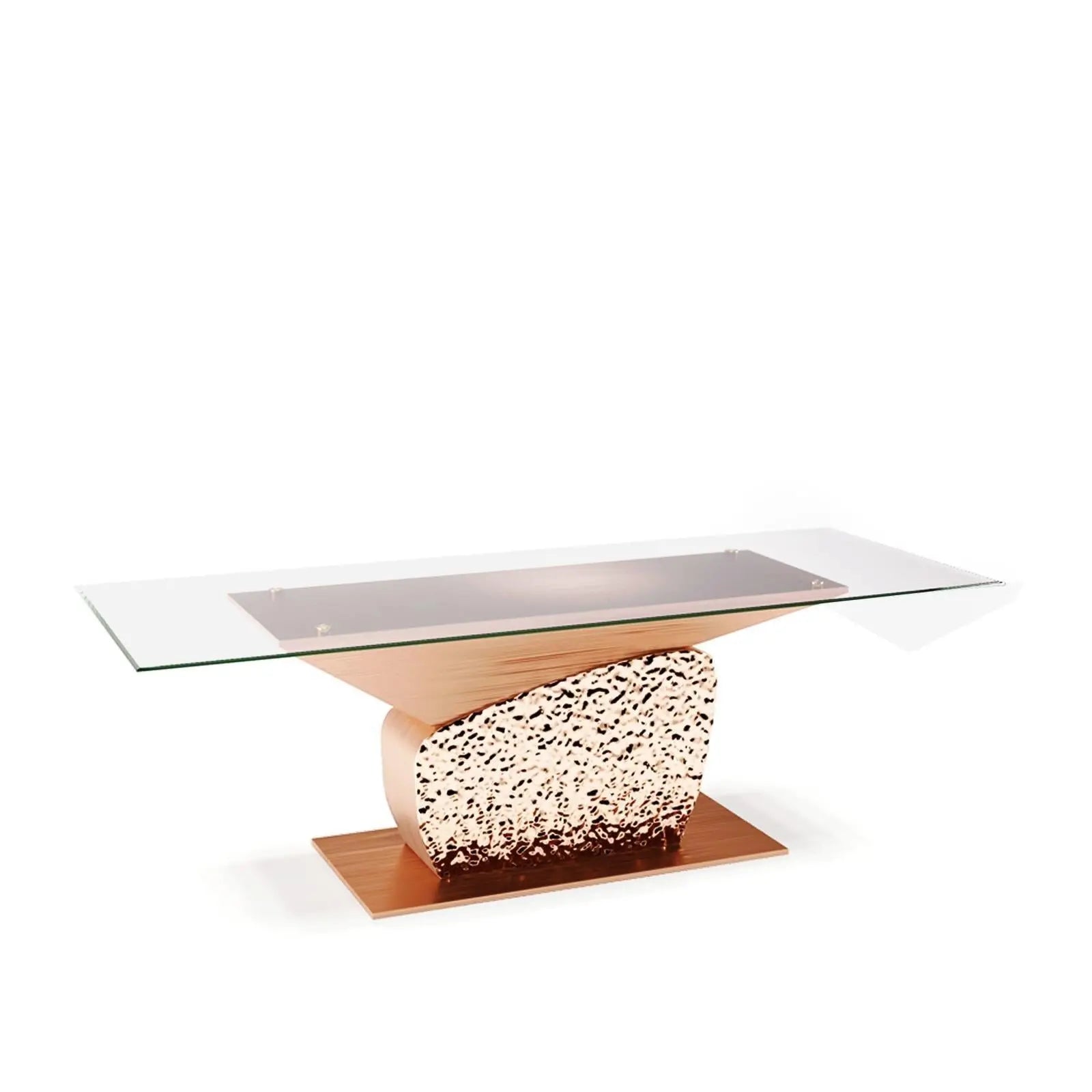 Bologna Rectangular Rose Gold Polished Stainless Steel Base Dining Table RG