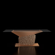 Bologna Rectangular Rose Gold Polished Stainless Steel Base Dining Table Roberto Grassie Modern RG