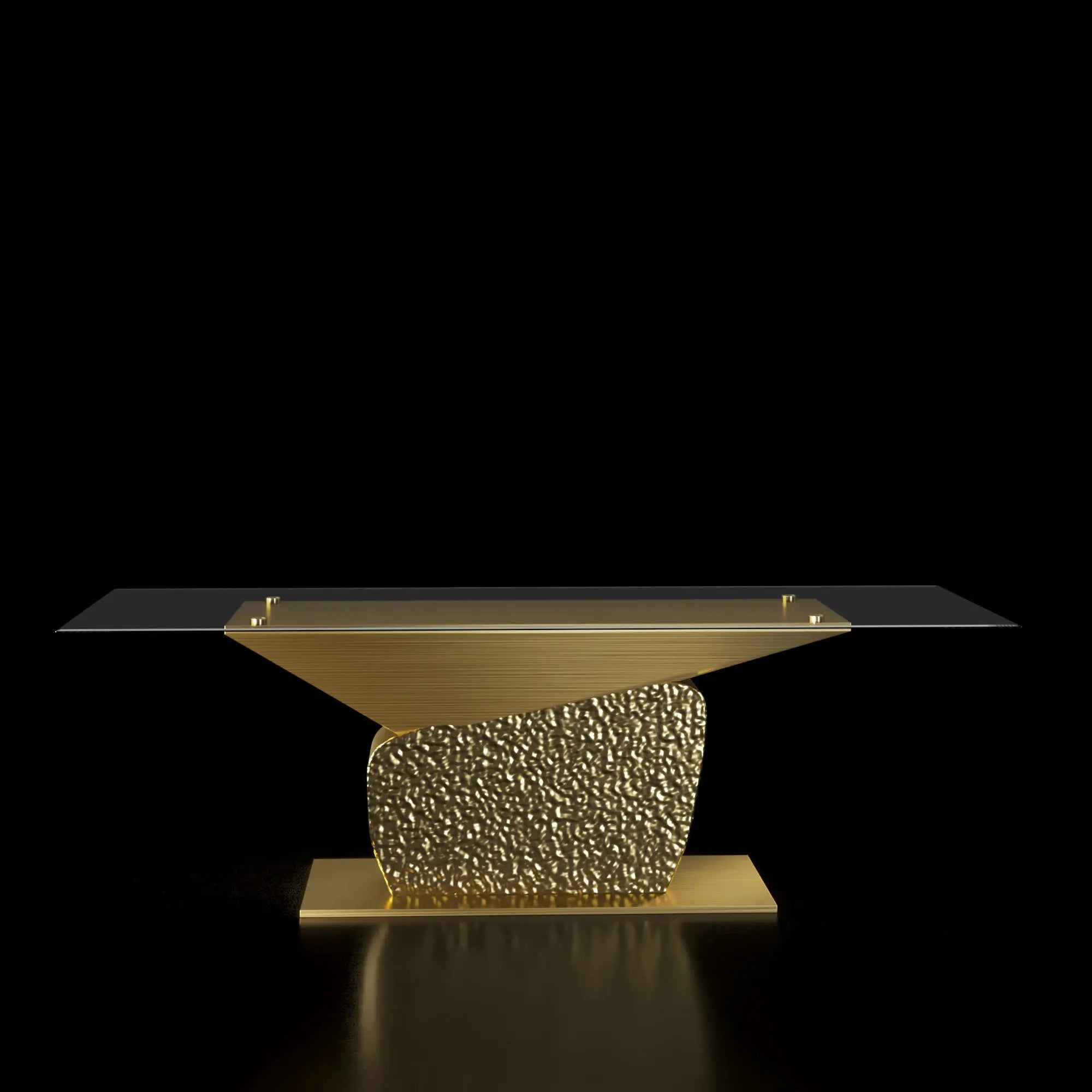 Bologna Rectangular Titanium Gold Polished Stainless Steel Base Dining Table Roberto Grassie Modern RG