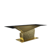 Bologna Rectangular Titanium Gold Polished Stainless Steel Base Dining Table Roberto Grassie RG