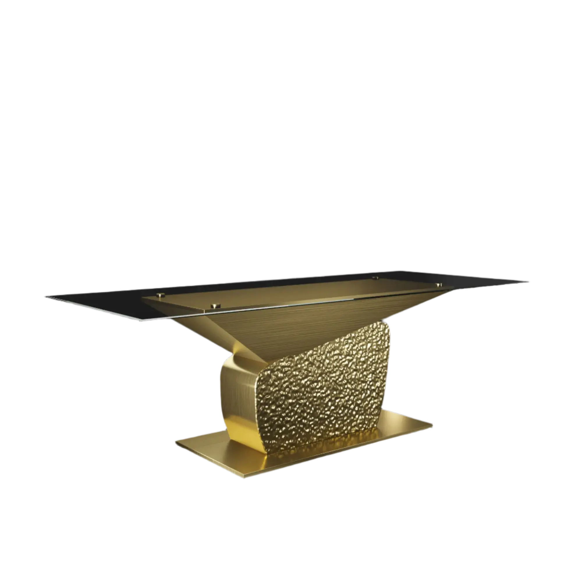 Bologna Rectangular Titanium Gold Polished Stainless Steel Base Dining Table Roberto Grassie RG