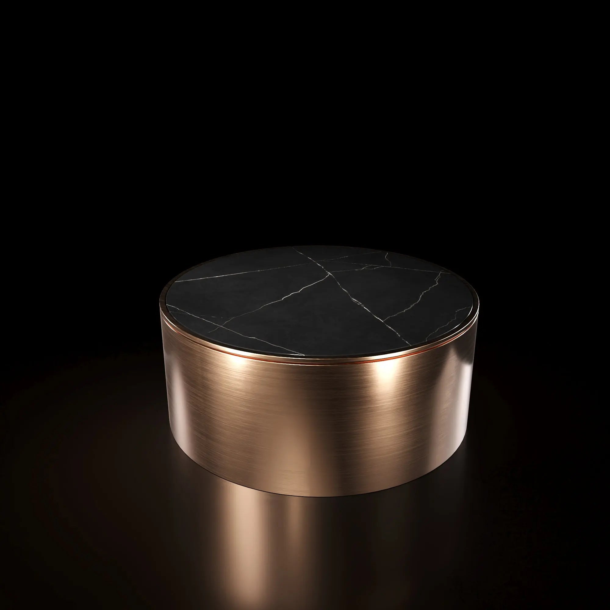 Bottini Large Coffee Round Brushed Rose Gold And Black Top