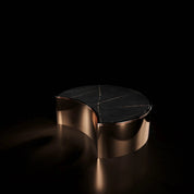 Bottini Medium Coffee Round Table Rose Gold And Black Gold Top