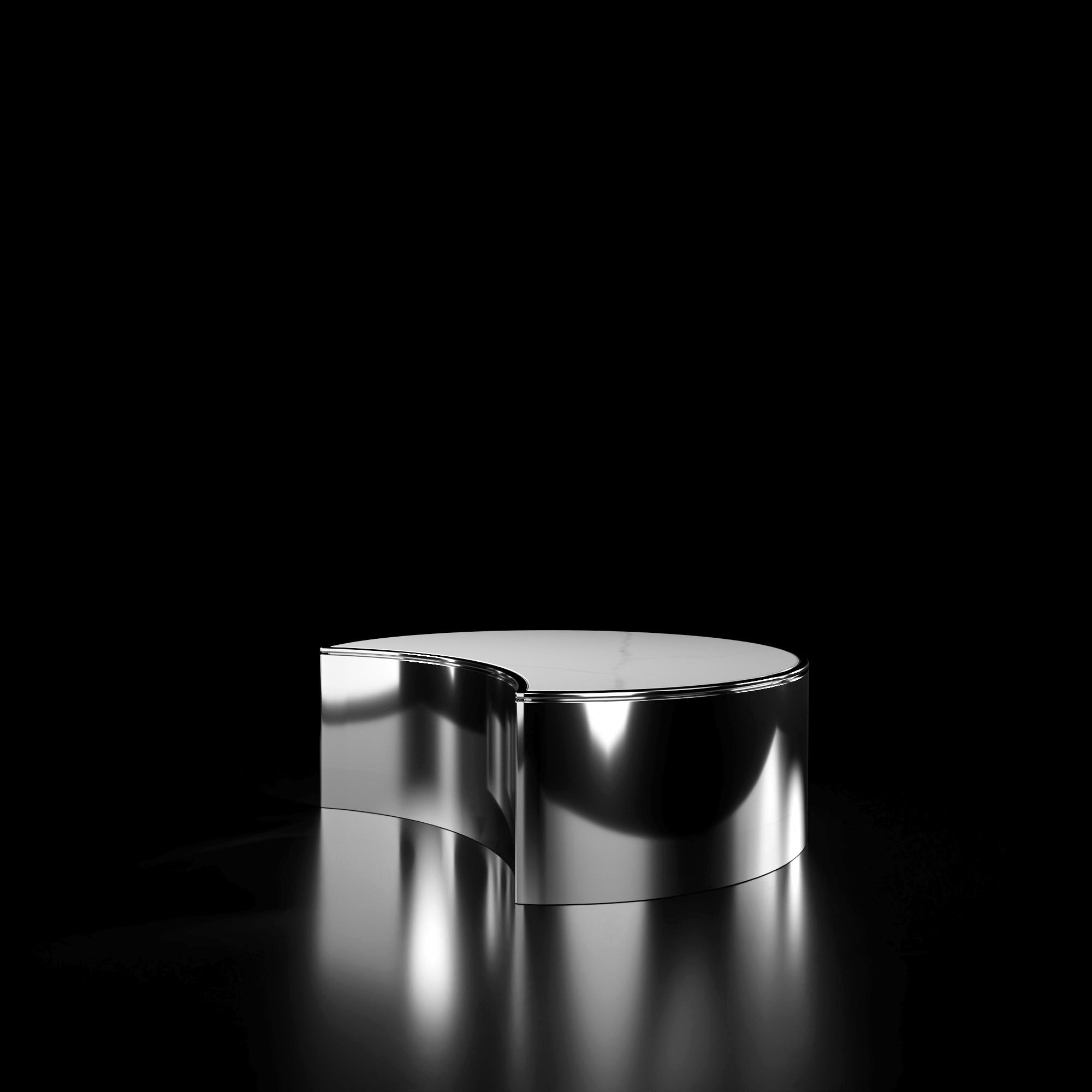 Bottini Medium Coffee Round Table Smoked Black And White Front