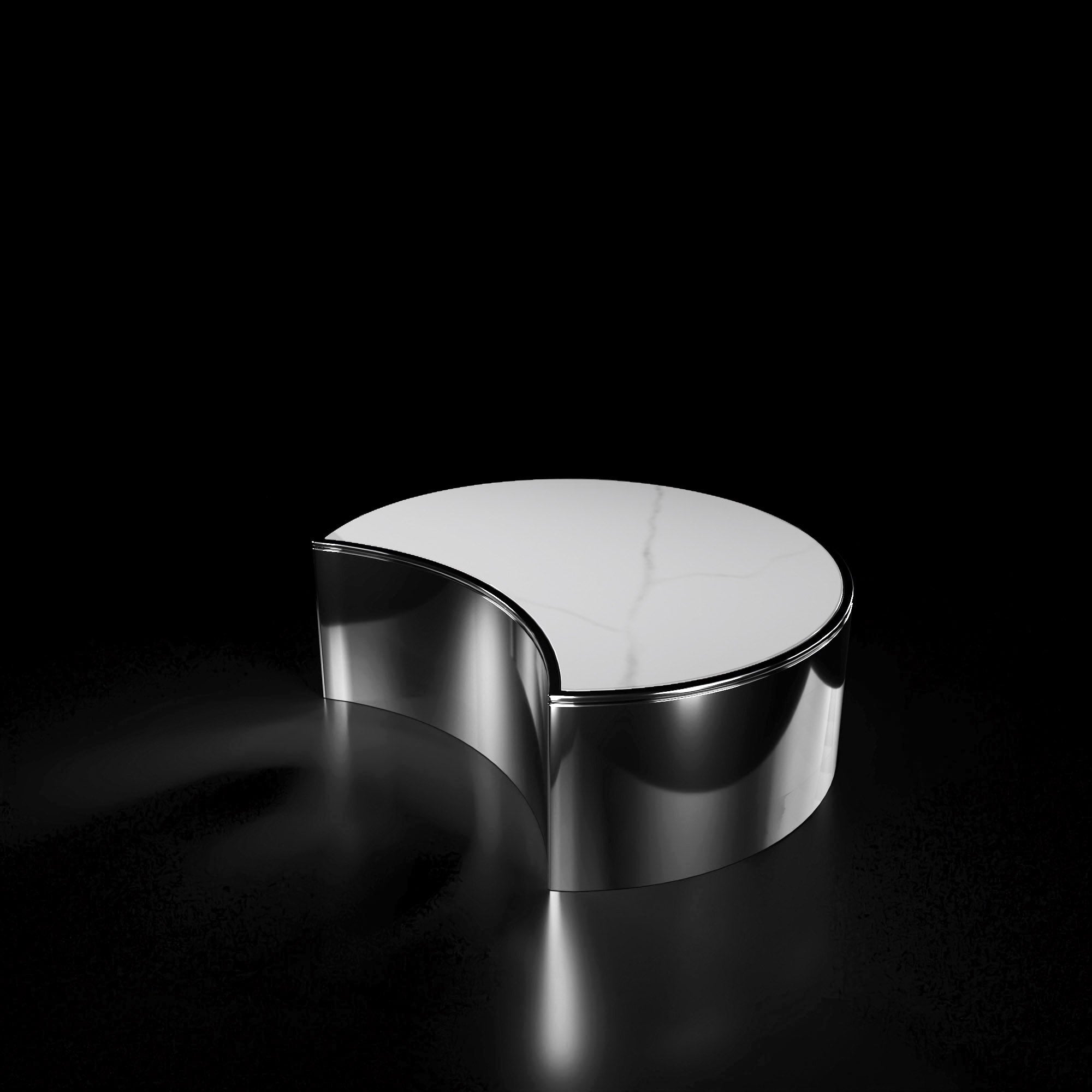 Bottini Medium Coffee Round Table Smoked Black And White Top