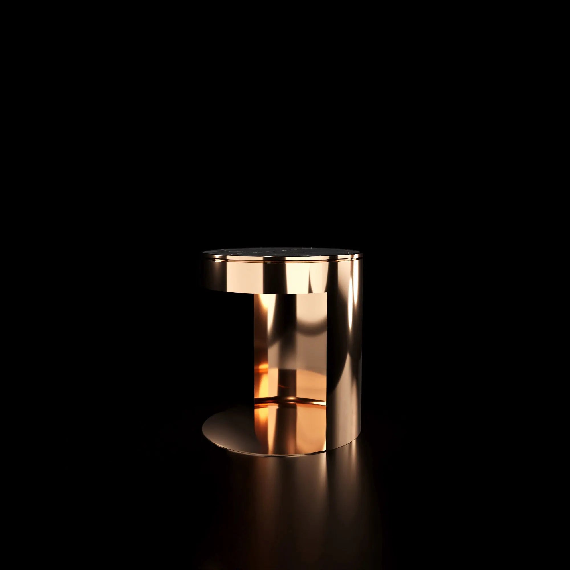 Bottini Small Coffee Round Table Rose Gold And Black Gold Front