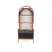 Cage Rose Gold Polished Stainless Steel Base Black Accent Chair