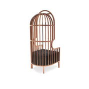 Cage Rose Gold Polished Stainless Steel Base Black Luxury Accent Chair