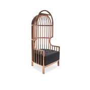 Cage Rose Gold Polished Stainless Steel Base Black Stylish Accent Chair