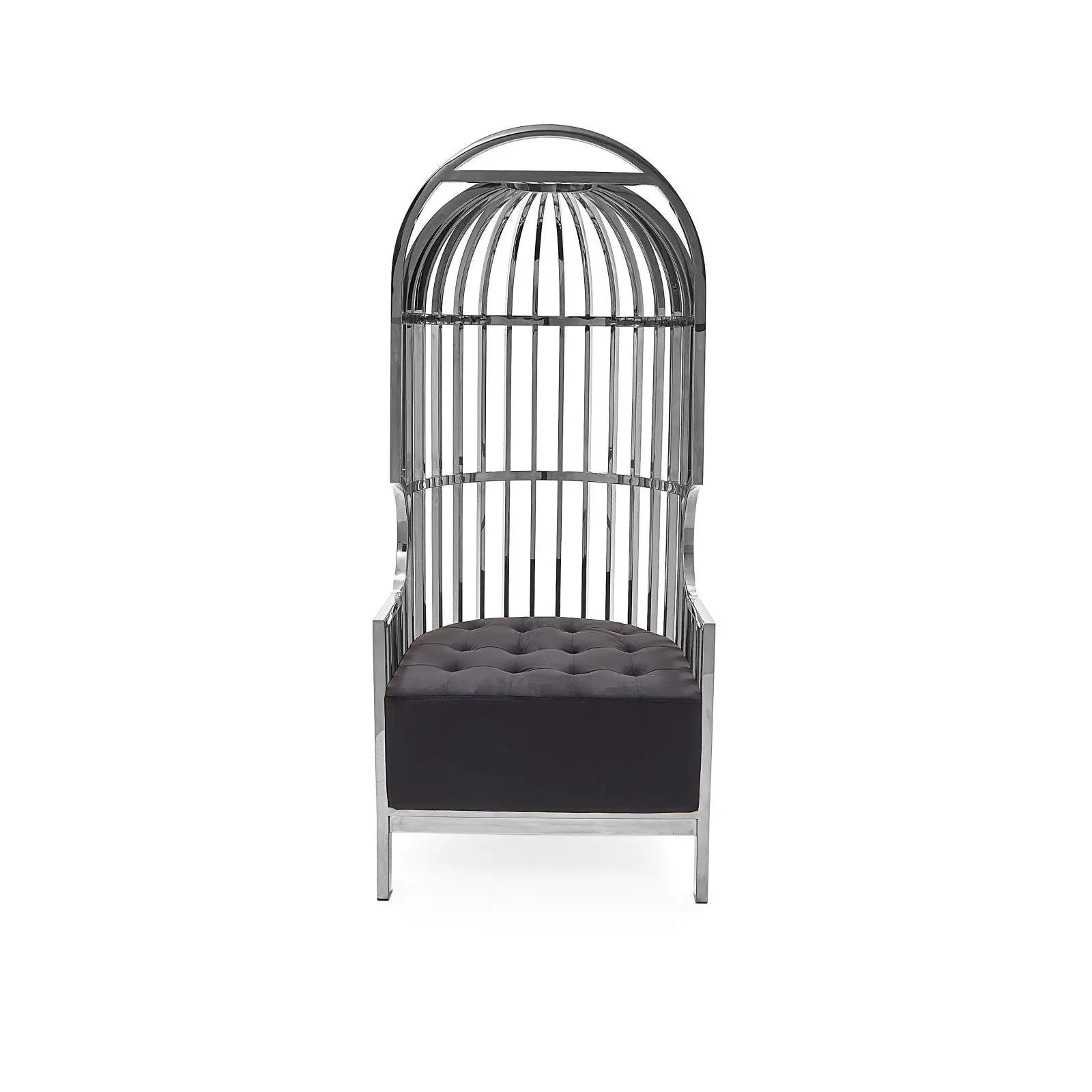 Cage Silver Black Accent Chair