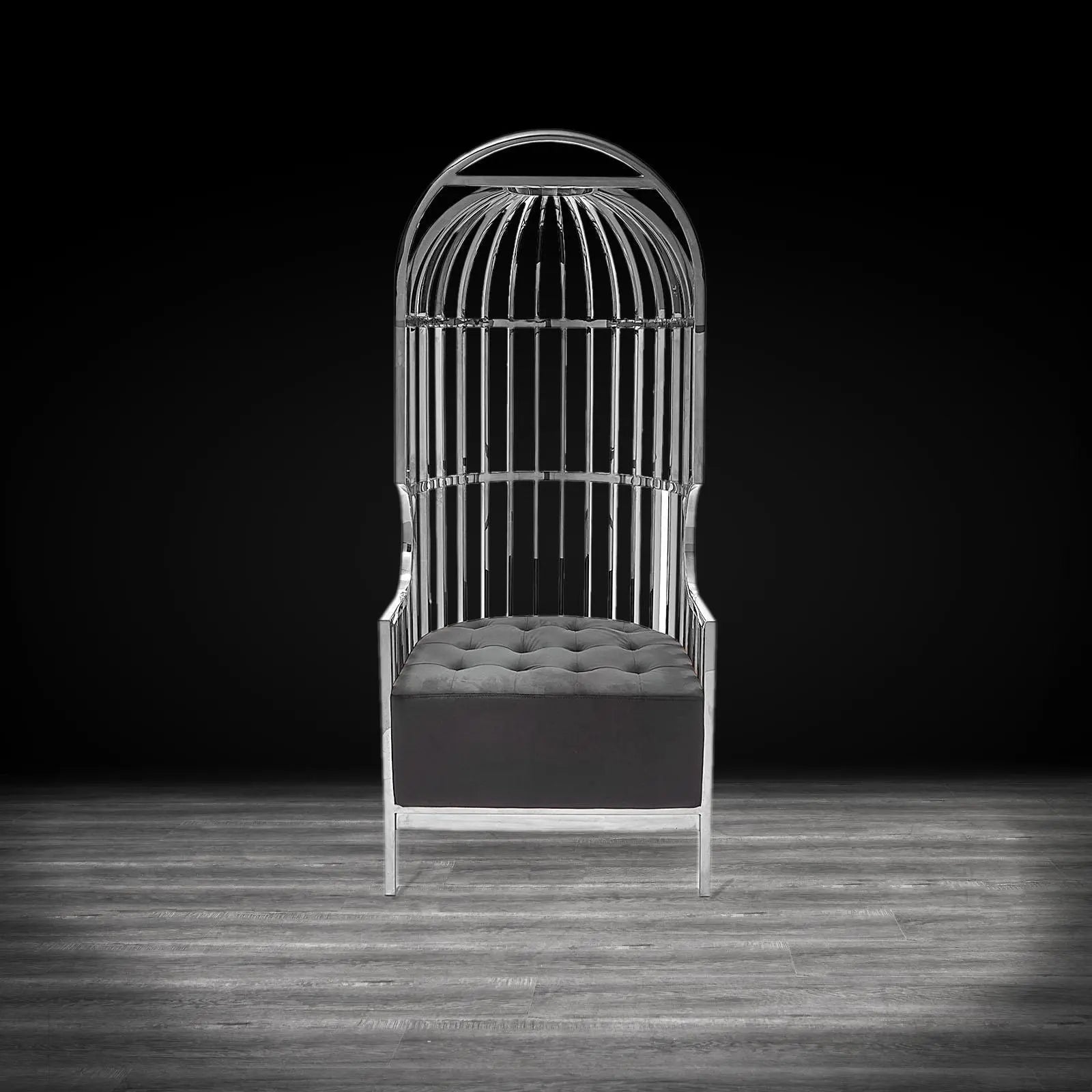 Cage Silver Black Modern Accent Chair