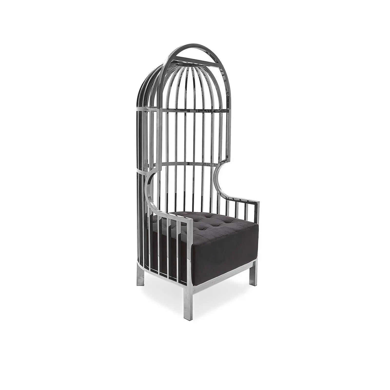 Cage Silver Black Stylish Accent Chair
