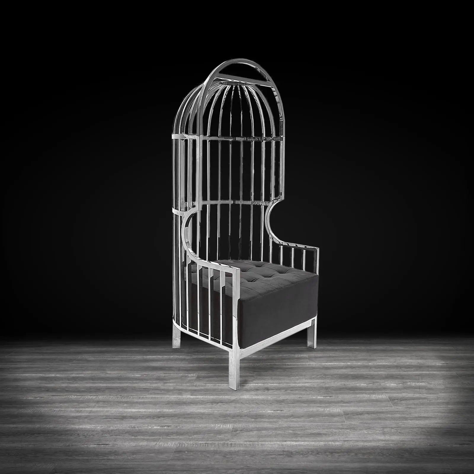 Cage Silver Black Stylish Accent Chair
