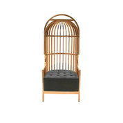 Cage Titanium Gold Polished Stainless Steel Base Black Accent Chair